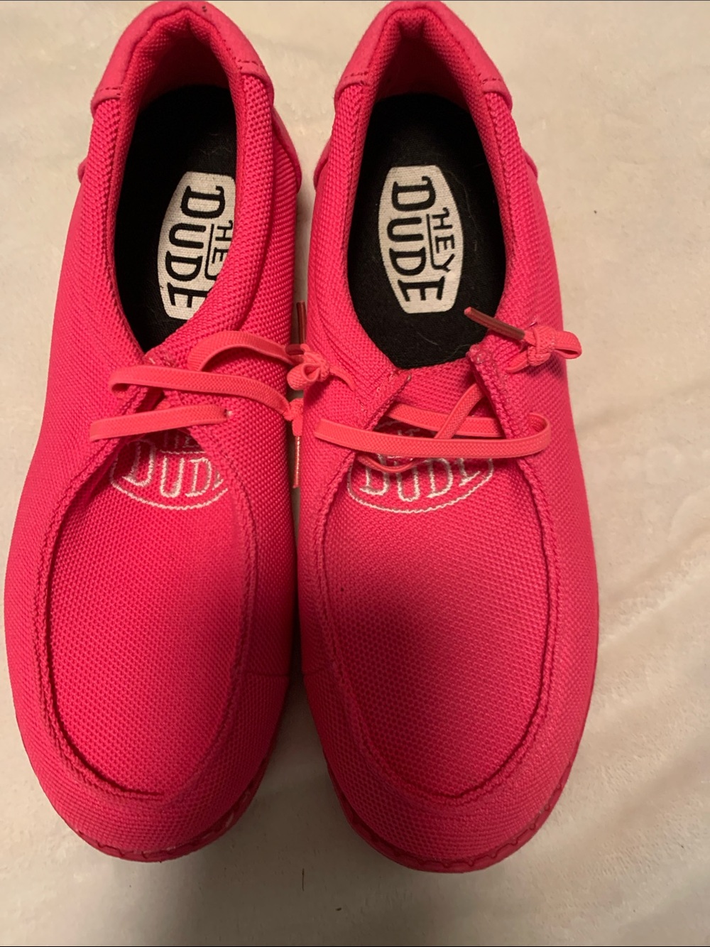 New Hey Dude Women's Hot Pink Canvas Slip-On Moccasins